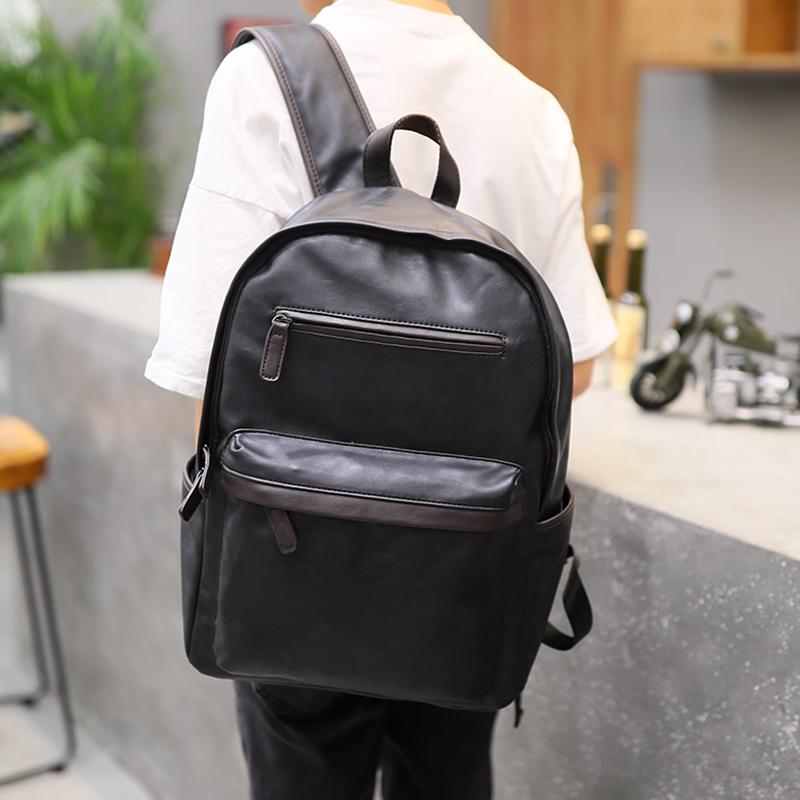 潮流皮質日系韓版雙肩包學生書包電腦包休閑旅游旅行雙肩包